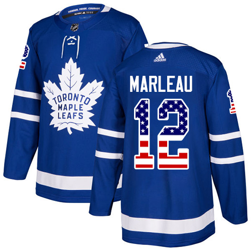 Adidas Maple Leafs #12 Patrick Marleau Blue Home Authentic USA Flag Stitched Youth NHL Jersey - Click Image to Close